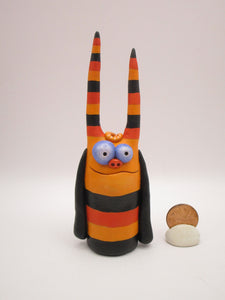 Halloween striped monster with tall horns CUTE!
