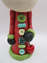 Christmas folk art Santa Claus fanciful buttons and heart charm