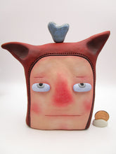 Man with fine crackle light teal heart on head misc love YUANFEN read