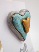 Valentine heart pin with gold painted heart ready to wear - misc