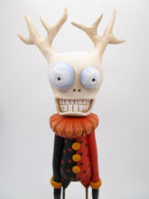 Halloween SKELLY skeleton with antlers and colorful attire