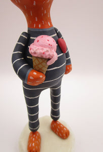 Fox wacky character with striped PJ's and night snack monster style