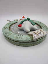 Snowman Christmas Ornament with Bells and lots of fine crackle - one of a kind