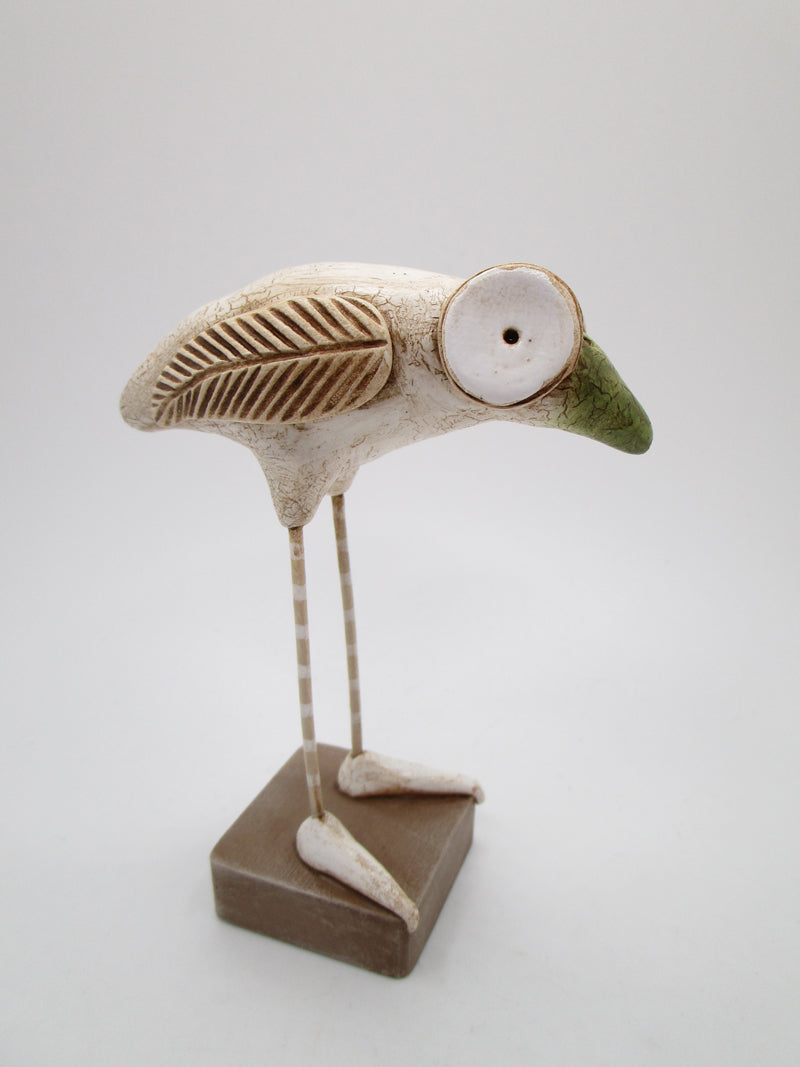 Kooky bird - wacky character beige with crackle finish