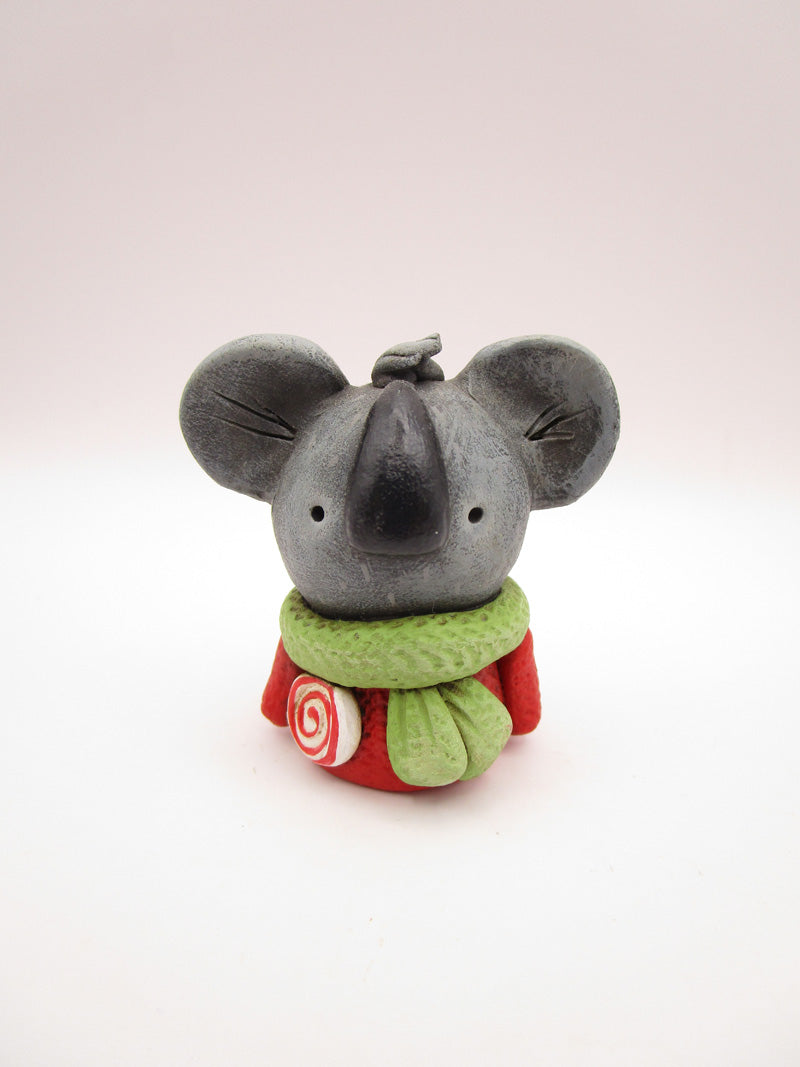 Christmas folk art little koala bear with lollipop