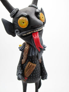 Christmas folk art KRAMPUS with horns and wicked look