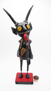 Christmas folk art KRAMPUS with horns and wicked look