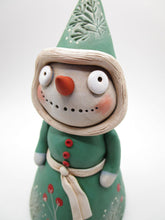 Christmas snowman snow gal in pine and holly dress