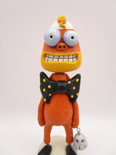 Halloween folk art candy corn man with spooky ghost charm