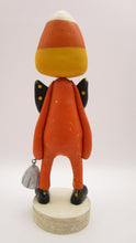 Halloween folk art candy corn man with spooky ghost charm