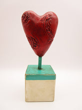 Large fine crackle red semi glossy heart mounted on wood base misc, spring or Valentine (Copy)