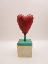 Large fine crackle red semi glossy heart mounted on wood base misc, spring or Valentine (Copy)