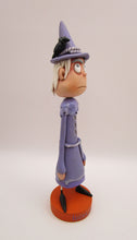 Halloween folk art cute witch with crow all in lavender tattered style dress