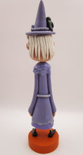 Halloween folk art cute witch with crow all in lavender tattered style dress