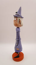 Halloween folk art cute witch with crow all in lavender tattered style dress
