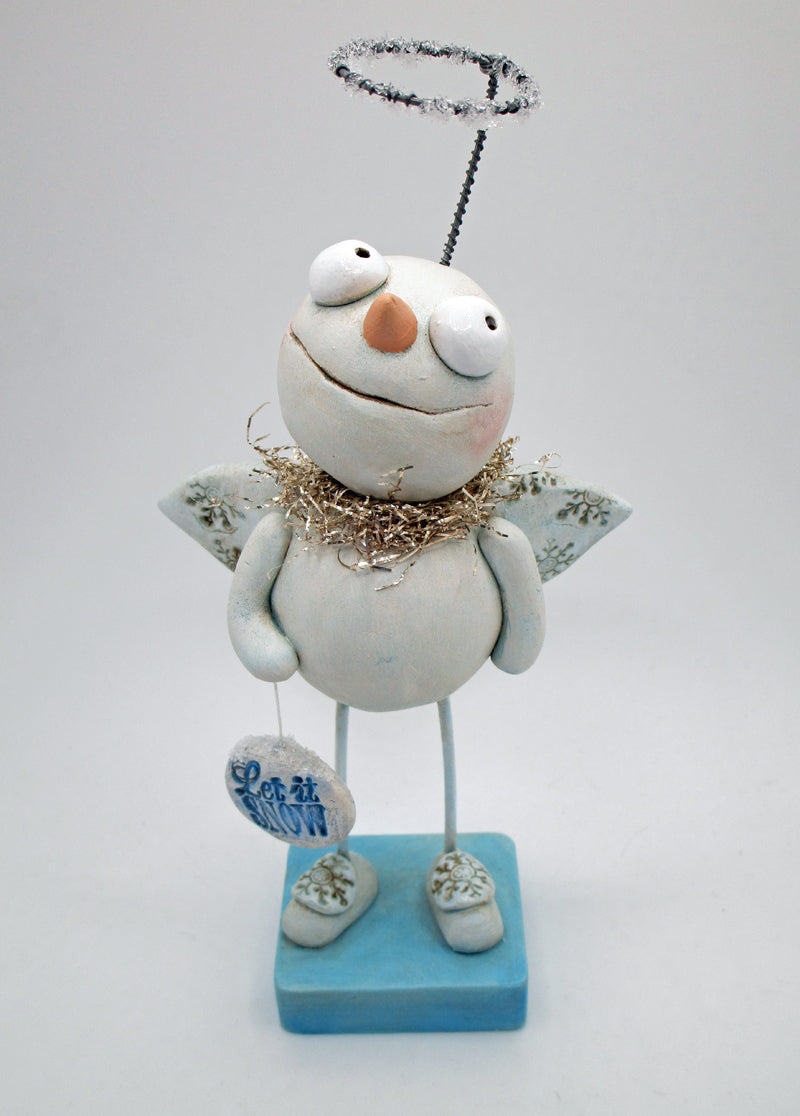 Christmas snowman angel with wings and halo