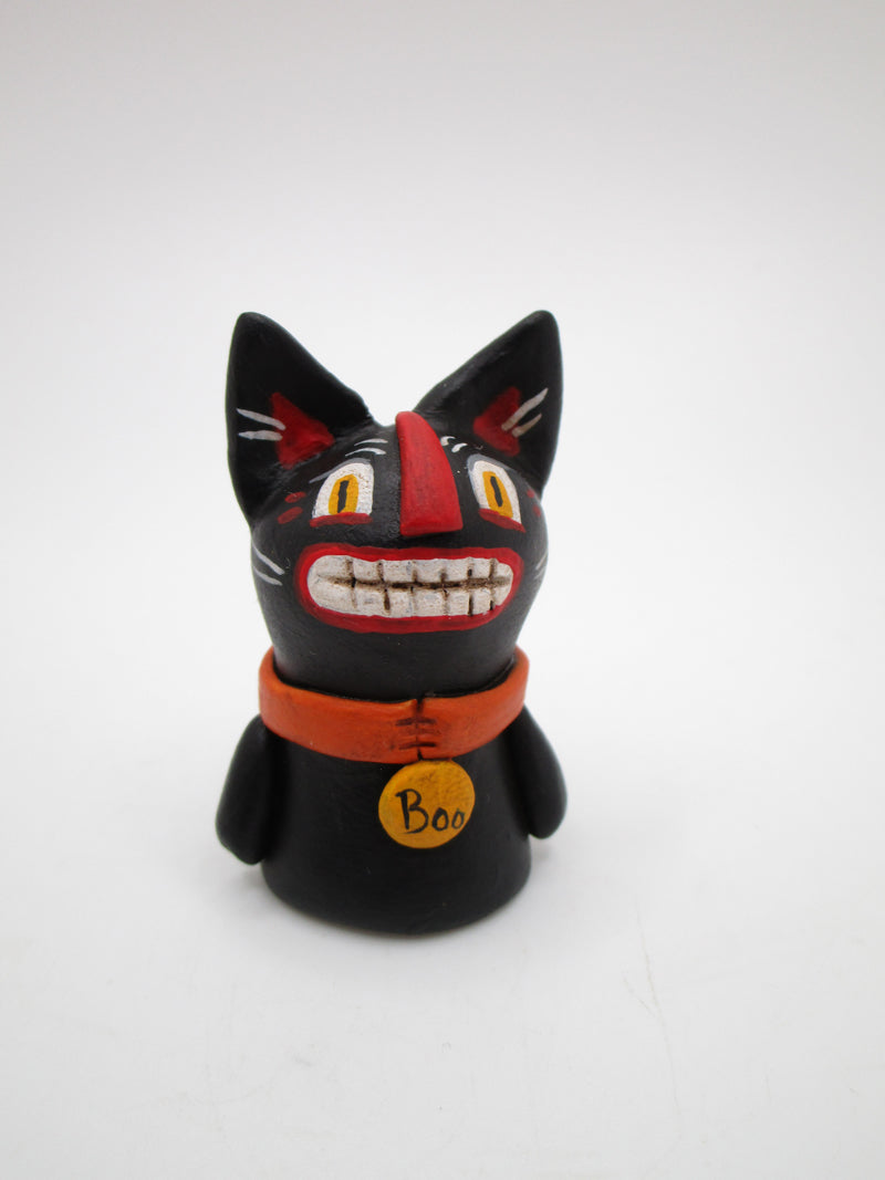 Mini Halloween vintage style black cat with boo tag