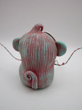 Monster folk art dark dark pink and teal monster with bendable arms and legs