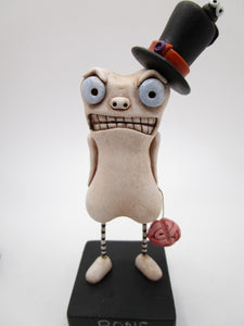 Little Halloween Bone chilling man with Halloween hat and brain