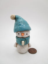 Christmas snowman teal with crackle finish