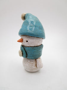 Christmas snowman teal with crackle finish