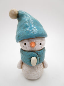 Christmas snowman teal with crackle finish