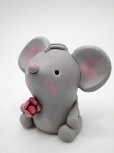 Valentines or spring time mouse with pink tulip flower