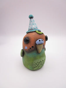 Sitting parakeet with party hat misc art