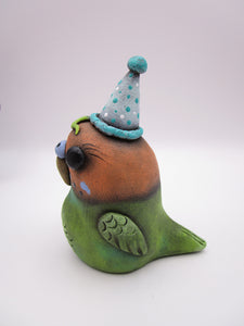 Sitting parakeet with party hat misc art