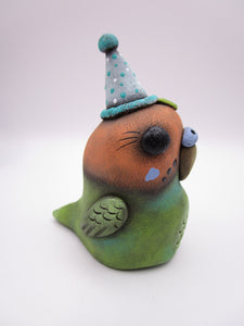 Sitting parakeet with party hat misc art