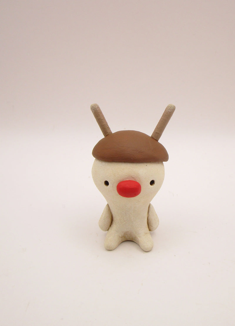 Little Christmas folk art snowman with reindeer hat
