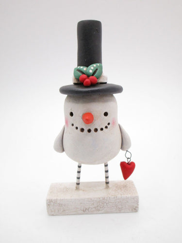 Little Christmas snowman with heart charm