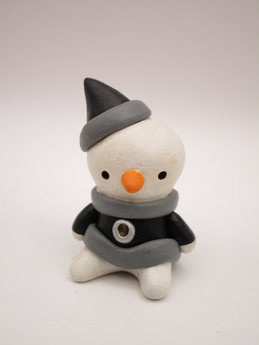 Christmas folk art small Snowman wearing elf outfit