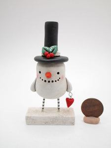 Little Christmas snowman with heart charm