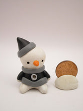 Christmas folk art small Snowman wearing elf outfit