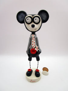 Wacky character LOVE mouse with hearts and a flower Valentines?