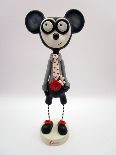 Wacky character LOVE mouse with hearts and a flower Valentines?