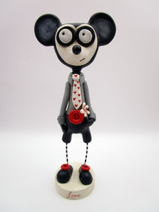 Wacky character LOVE mouse with hearts and a flower Valentines?