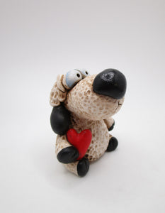 Farm sheep with red LOVE heart - folk art misc