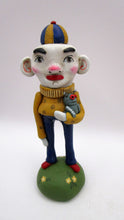 Pop art style MAN holding toy ROBOT misc