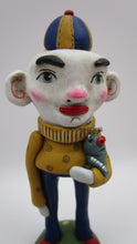 Pop art style MAN holding toy ROBOT misc