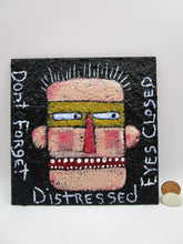 Folk art style MAN painting textured primitive