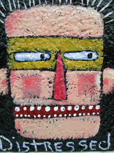 Folk art style MAN painting textured primitive