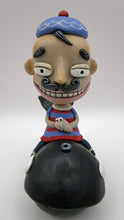 Man riding black whale with peeking conch great summer 4th of july folk art