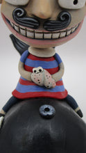 Man riding black whale with peeking conch great summer 4th of july folk art