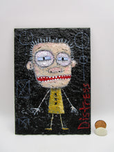 Folk art style STICK MAN "distress" textured painting