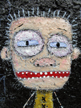 Folk art style STICK MAN "distress" textured painting
