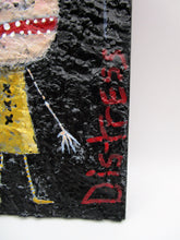 Folk art style STICK MAN "distress" textured painting