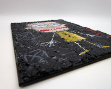 Folk art style STICK MAN "distress" textured painting