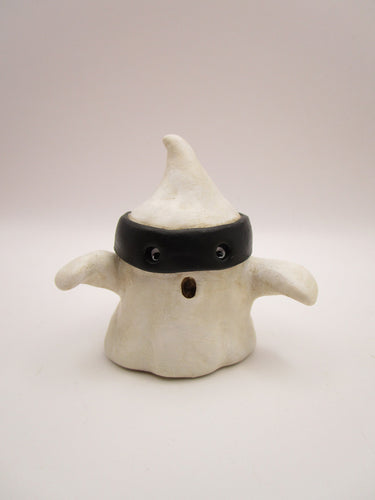 Halloween folk art spooky black masked ghost
